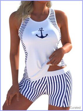 Tankini with Boyshorts - High Stretch Cut Out Bathing Suit Tank Top Set
